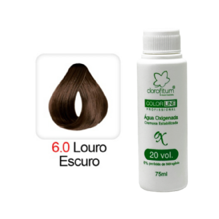 !KIT Louro Escuro (50g) 6.0 + OX Emulsão Oxidante Color Line – 20 vol. (75ml)