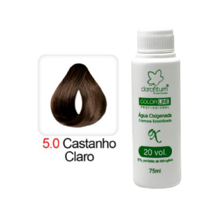 !KIT Castanho Claro (50g) 5.0 +OX Emulsão Oxidante Color Line – 20 vol. (75ml)