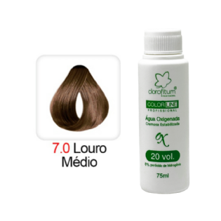 !KIT Louro Médio (50g) 7.0 +OX Emulsão Oxidante Collor Line – 20 vol. (75ml)